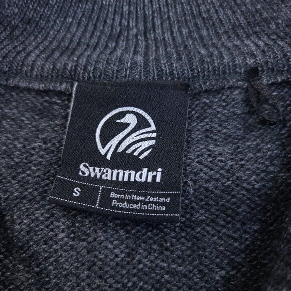 Swanndri Sweater Mens Small Mariner Zip Neck Gray Wool Outdoor Hiking Jacket - Picture 6 of 8